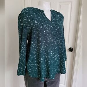 Fun 2 Fun Green Long Sleeve Relaxed Blouse